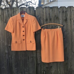 Vintage 80's Kasper A.S.L. Petite Orange Two Piece Skirt and Blazer Outfit image 3