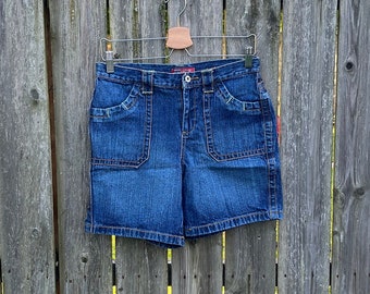 Vintage 2000's Faded Glory Originals Dark Wash Mid Rise Denim Jean Shorts Size 6