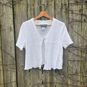 Vintage 90&#39;s Pellini vestidos más algodón blanco mezcla de poliéster manga corta tamaño superior grande