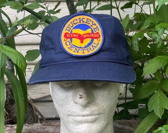 Vintage 80's/90's Buckeye Central Scenic Railroad Blue Snapback Hat One Size fits Most