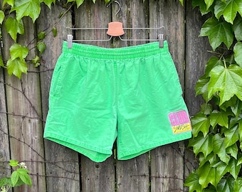 Vintage 1990 Club Smash Green Beach Volleyball 100% Cotton Shorts Size M/L