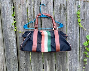 Vintage 90's Executive Blue Green White and Red Travel Bag with Handles