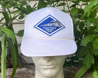 Vintage Valley Forge Express 1993 White Mesh Back Snapback Railroad Train Hat One Size fits Most