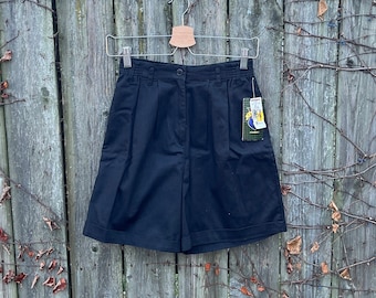 Vintage 90's Croft & Barrow Fairway Sport Black Pleated Elastic Waist Shorts with Tags Size Small