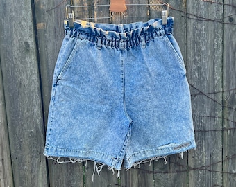 Vintage 80's Jordache Acid Wash High Waist Elastic Waist Denim Jean Shorts Size S/M