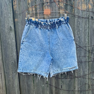 Vintage 80&#39;s Jordache Acid Wash High Waist Elastic Waist Denim Jean Shorts Size S/M