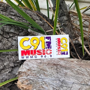 Vintage 90&#39;s WWMC 90.9 C91 FM Music Christian Radio Station Bumper Stickers Decal