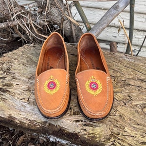 Vintage 90&#39;s Liz Claiborne Light Brown Leather Slip On Loafers Size 5 1/2