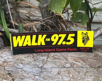 Vintage 90's WALK FM 97.5 Long Island Game Farm Black and Yellow Radio Station Bumper Sticker