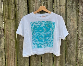 Vintage 80er Body Wear von Gitano Le Bal De Bali Kurzarm Bauchfrei Gr. XL