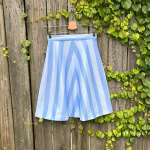Vintage 80&#39;s Unbranded Two Toned Blue Striped High Waist Skirt Size XS