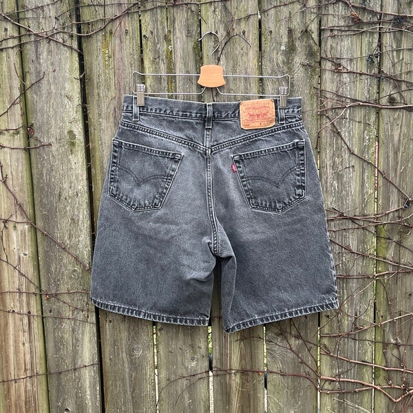 Vintage 90's Levi's Black High Waist Denim Jean Shorts Size 34