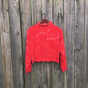 Vintage 90&#39;s Separate Issue Bleached Red Long Sleeve Turtleneck Crop Top Size Large