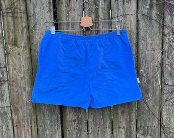 Vintage 80's L.L. Bean Made in USA 100% Nylon Blue Elastic Waist Short Shorts Size Medium
