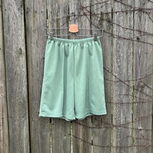 Vintage 80er Jahre Only Necessories 100% Polyester Leicht Mint Grün High Waist Plissee Shorts Größe XS-M