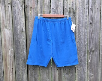 Vintage 90's Just my Style Blue Cotton/Spandex Blend Elastic Waist Deadstock Shorts Size Medium to XL