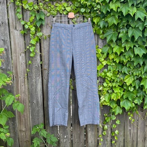 Vintage 90&#39;s/00&#39;s Briggs New York Petite Gray Plaid Style Pattern High Waist Slacks Size 6