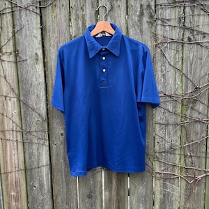 Vintage 70&#39;s Russell Athletic Blue Short Sleeve Collared Polo Shirt Size Large