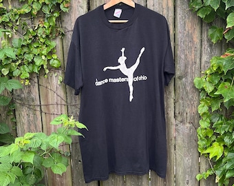 T-shirt a maniche corte nera vintage anni '80 Dance Masters of Ohio Dancer Silhouette Taglia XXL
