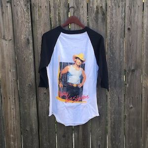 Vintage 1988 Ricky Van Shelton Tour 89&#39; Baseball Sleeve Country Music Band Tour Shirt Size Medium