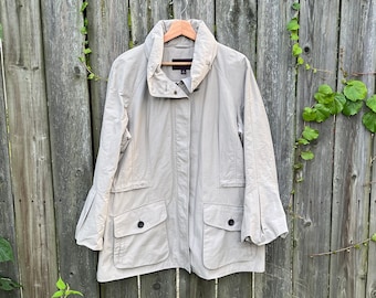 2000's Johnston & Murphy Beige Bell Style Sleeve ZIp Up Jacket Size XL