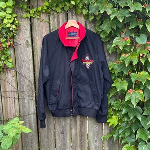 Vintage 90&#39;s Snap-on Motorsports Black and Red Long Sleeve Zip Up Medium Weight Jacket Size Medium