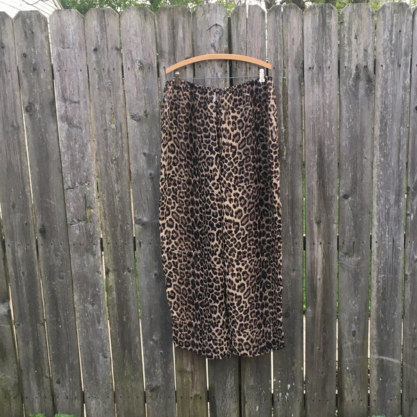 Vintage 2000's Delta Burke Sleepwear 100% Polyester Sheer Cheetah Print Tie Waist Pants Size 3X