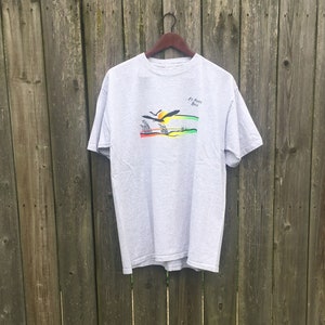 Vintage 90&#39;s All Sport Ft. Myers Beach Florida Fluorescent Color Print Sunset Scene Short Sleeve T-Shirt Size XL