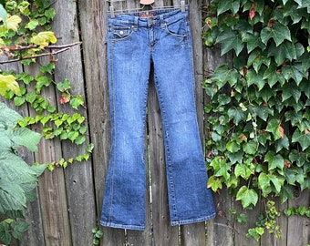Vintage 2000er Indigo Royalty Light Wash Low Rise Bootcut-Denim Jeans Größe 1