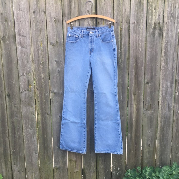 Vintage 90's Express Jeans Light Wash Extreme Flare Mid Rise Denim Jeans Size 7/8