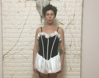 Vintage Black e White One pezzo birra ragazza stile Halloween Costume (Spedizione gratuita)