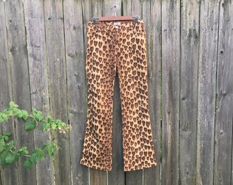 Vintage 2000's Moschino Donna Leopard Print Mid Rise Flare Leg Pants Size 32