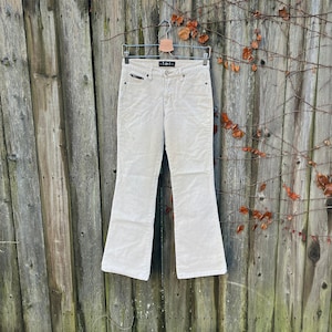 Vintage 2000&#39;s LEI Light Beige Low Rise Flare Leg Corduroy Pants Size 5