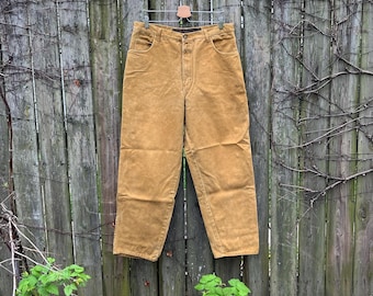 Pantalones holgados color amarillo mostaza de la marca Factory Works, estilo vintage de los años 90, talla 36S