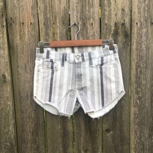 2000年代 7 For All Mankind リワーク ストライプ カットオフ デニム ジーンズ ショーツ サイズ 2