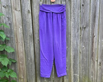 Vintage 80's Basic Essentials Purple Poly/Cotton Blend High Waist Pants Size Medium