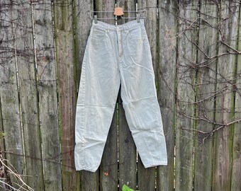 Pantalones vaqueros vintage de los 90 de la marca Route 66, color beige claro, talle alto y pierna cónica, talla 4.