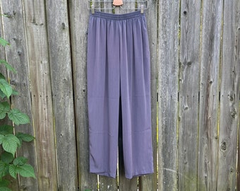 Vintage 80's S.G. Sport Collection 100% Polyester Gray Elastic High Waist Trousers Size Small