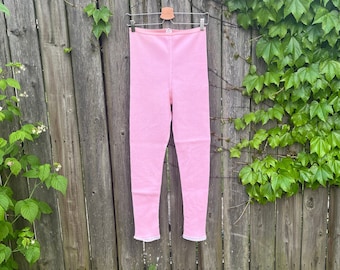 Vintage 80's Ocello Cotton/Poly Blend Pink Made in USA Thermal Long Underwear Pants Size XS/S