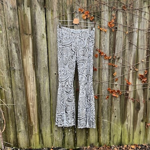 Vintage 2000&#39;s Shiny Patterned Flare Leg Rock n Roll Style Pants Size XL