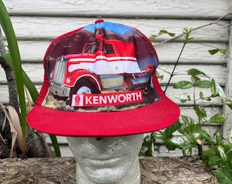 Klasyczny kapelusz typu snapback z lat 80. Kenworth Red Mesh Back Trucker Hat, jeden rozmiar pasuje do większości