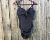 Vintage 90 39 s Unbranded Black One Piece Check Patterned Mesh Cut Out Swimsuit