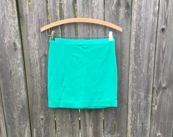 Vintage 2000's Unbranded Green/Blue Colored Bodycon Mini Skirt Size Small