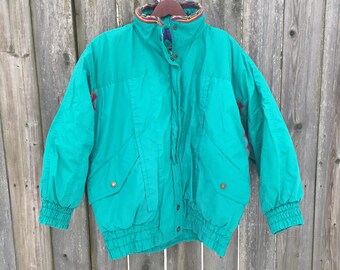 Vintage 80's PA Originals Green Long Sleeve Zip Up Insulated Winter Jacket Size 18-20