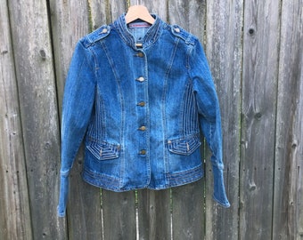 baccini white denim jacket