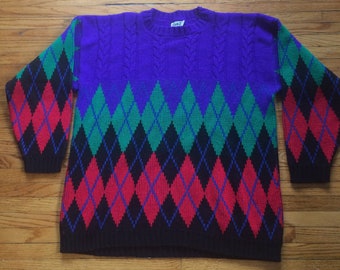 Vintage 80's Cuddle Knit Multi-Colored Long Sleeve Zwaargewicht Knit Sweater