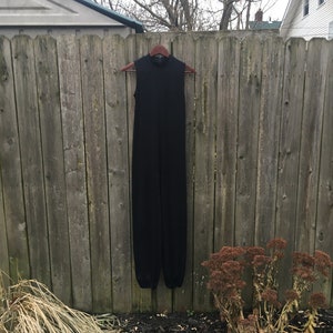 Vintage 90&#39;s Dance Department Black Spandex Sleeveless Mockneck One Piece Jumpsuit