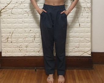 Vintage 24 25 26 High Waist Khaki Twill Chinos | Wide Leg