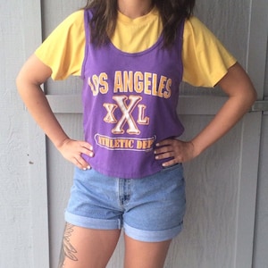 Vintage 90&#39;s Los Angeles Lakers Athletic Dept. NBA Basketball Short Sleeve T-Shirt Women&#39;s Size Small