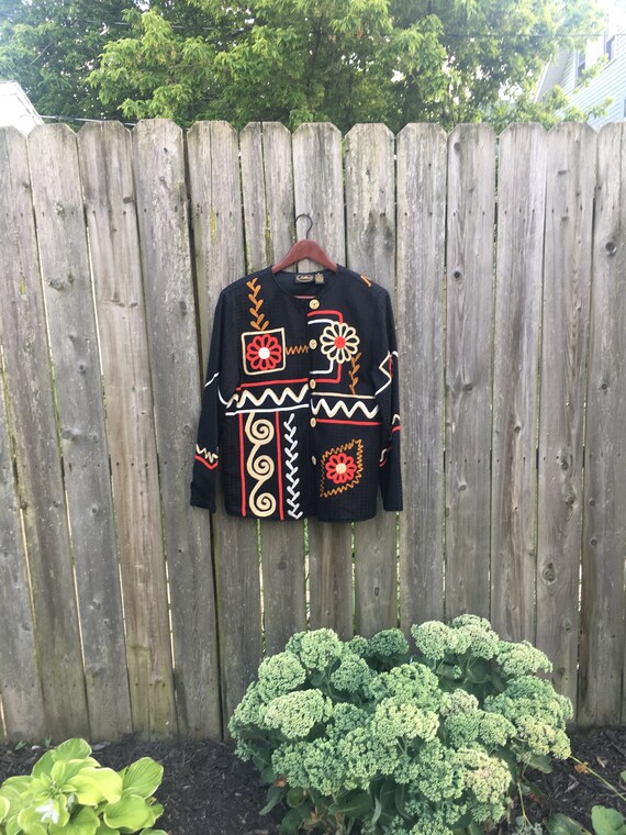 Vintage 90's Allure Black Button Up Long Sleeve Em